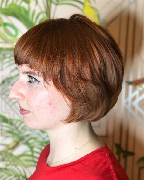 The muted copper is a modern shade for redheads. . Short layered bob hairstyles